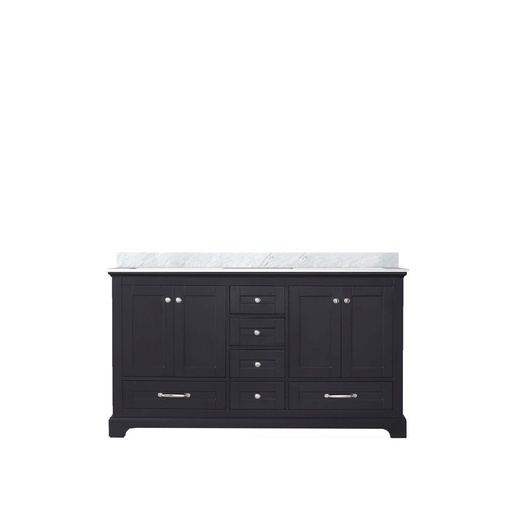 [LVD60DG100] Dukes 60 in. W x 22 in. D Espresso Double Bath Vanity, Carrara Marble Top