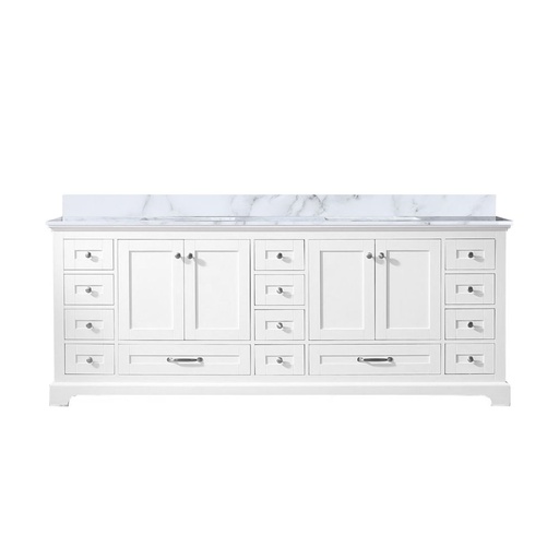[LVD84DA100] Dukes 84 in. W x 22 in. D White Double Bath Vanity and Carrara Marble Top