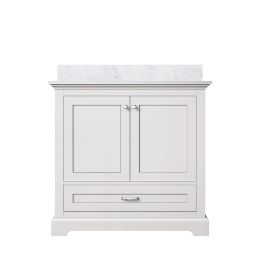 [LVD36SA100] Dukes 36 in. W x 22 in. D White Single Bath Vanity and Carrara Marble Top