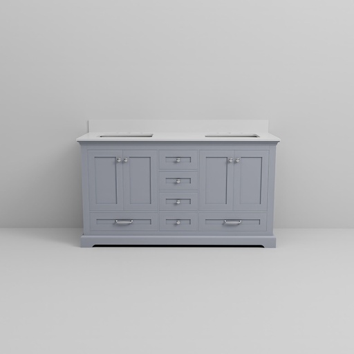 [LVD60DB300] Dukes 60 in. W x 22 in. D Dark Grey Double Bath Vanity and Cultured Marble Top