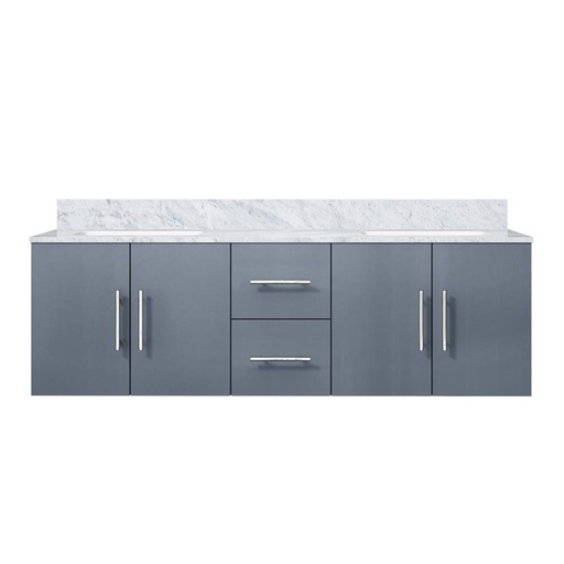 [LVG60DB100] Geneva 60 in. W x 22 in. D Dark Grey Double Bath Vanity and Carrara Marble Top