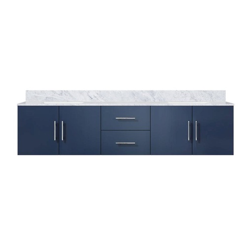 [LVG80DE100] Geneva 80 in. W x 22 in. D Navy Blue Double Bath Vanity and Carrara Marble Top
