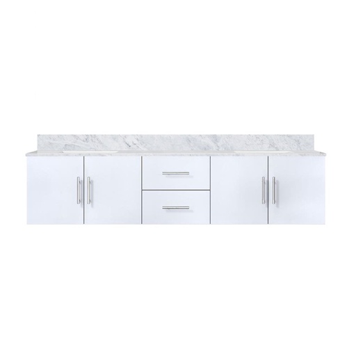 [LVG80DM100] Geneva 80 in. W x 22 in. D Glossy White Double Bath Vanity and Carrara Marble Top