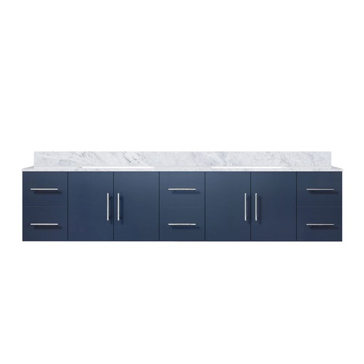 [LVG84DE100] Geneva 84 in. W x 22 in. D Navy Blue Double Bath Vanity and Carrara Marble Top