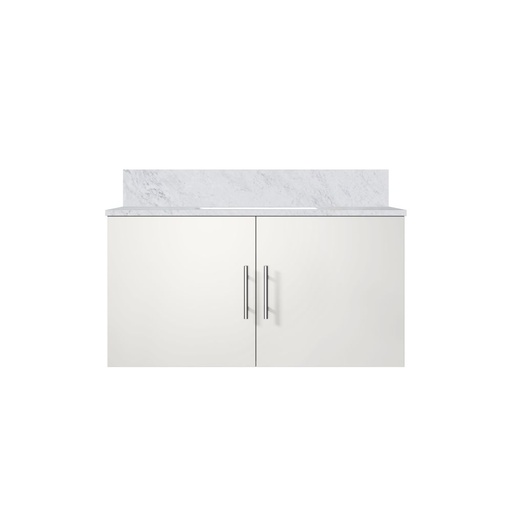 [LVG36SM100] Geneva 36 in. W x 22 in. D Glossy White Bath Vanity and Carrara Marble Top