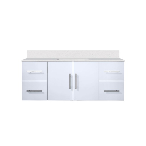[LVG48SM200] Geneva 48 in. W x 22 in. D Glossy White Bath Vanity and White Quartz Top
