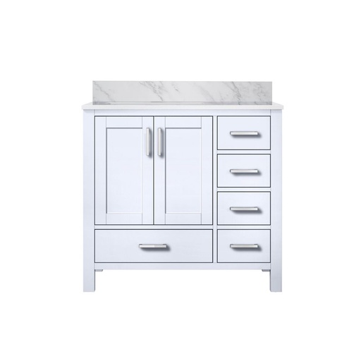 [LVJ36SA100L] Jacques 36 in. W x 22 in. D Left Offset White Bath Vanity and Carrara Marble Top