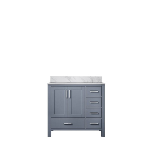 [LVJ36SB100L] Jacques 36 in. W x 22 in. D Left Offset Dark Grey Bath Vanity and Carrara Marble Top