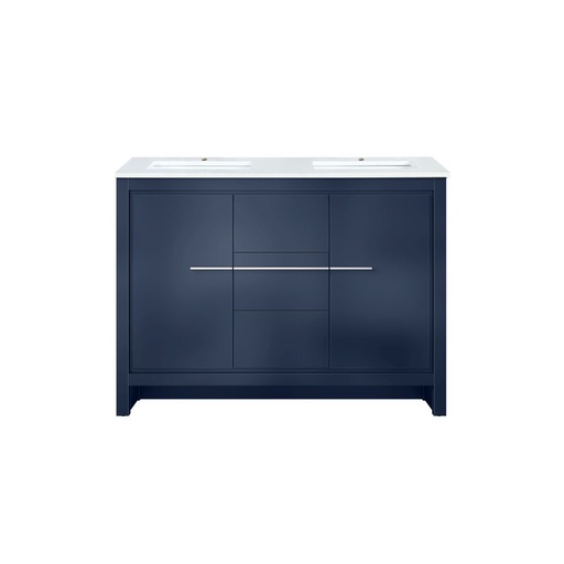 [LVLF48DNB200] Lafarre 48 in W x 20 in. D Navy Blue Double Bath Vanity and White Quartz Top