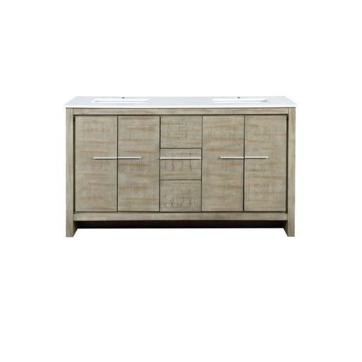 [LVLF60DRA300] Lafarre 60 in W x 20 in. D Rustic Acacia Double Bath Vanity and Cultured Marble Top