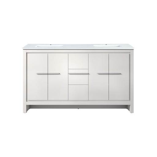 [LVLF60DW300] Lafarre 60 in W x 20 in. D White Double Bath Vanity and Cultured Marble Top