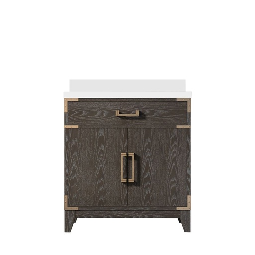 [LVL30SK200] Laurel 30 in W x 22 in. D Brown Oak Single Bath Vanity and White Quartz Top