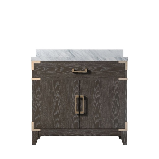[LVL36SK100] Laurel 36 in W x 22 in. D Brown Oak Single Bath Vanity and Carrara Marble Top