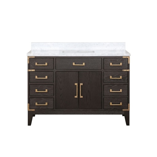[LVL48SK100] Laurel 48 in W x 22 in. D Brown Oak Single Bath Vanity and Carrara Marble Top