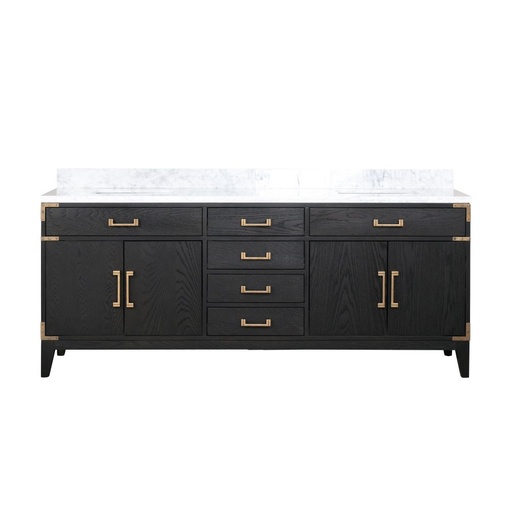 [LVL80DJ100] Laurel 80 in W x 22 in. D Black Oak Double Bath Vanity and Carrara Marble Top