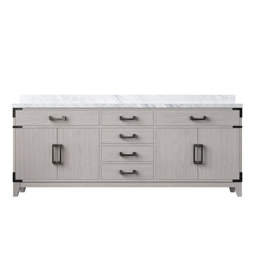 [LVL80DM100] Laurel 80 in W x 22 in. D White Oak Double Bath Vanity and Carrara Marble Top