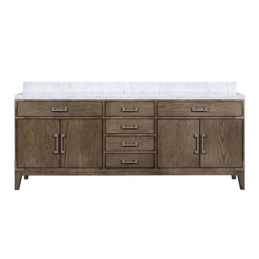 [LVL84DR100] Laurel 84 in W x 22 in. D Grey Oak Double Bath Vanity and Carrara Marble Top