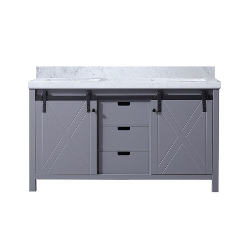 [LVM60DB100] Marsyas 60 in W x 22 in. D Dark Grey Double Bath Vanity and Carrara Marble Countertop