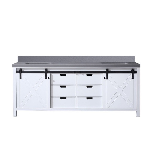 [LVM84DA400] Marsyas 84 in W x 22 in. D White Double Bath Vanity and Grey Quartz Countertop