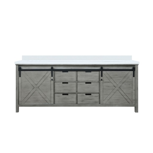 [LVM84DH200] Marsyas 84 in W x 22 in. D Ash Grey Double Bath Vanity and White Quartz Countertop