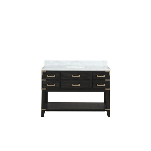 [LVN48SJ100] Norwalk 48 in W x 22 in. D Black Oak Single Bath Vanity and Carrara Marble Top