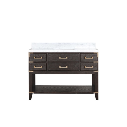 [LVN48SK100] Norwalk 48 in W x 22 in. D Brown Oak Single Bath Vanity and Carrara Marble Top