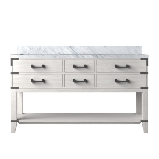 [LVN60DM100] Norwalk 60 in W x 22 in. D White Oak Double Bath Vanity and Carrara Marble Top