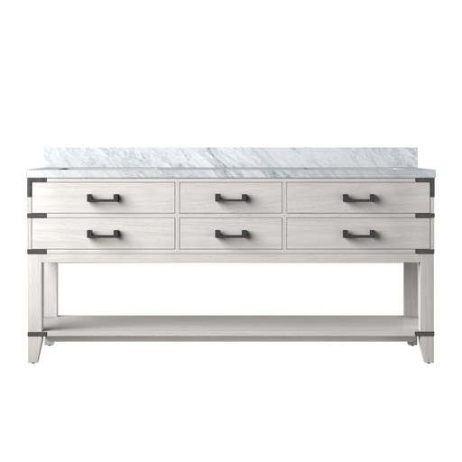 [LVN72DM100] Norwalk 72 in W x 22 in. D White Oak Double Bath Vanity and Carrara Marble Top