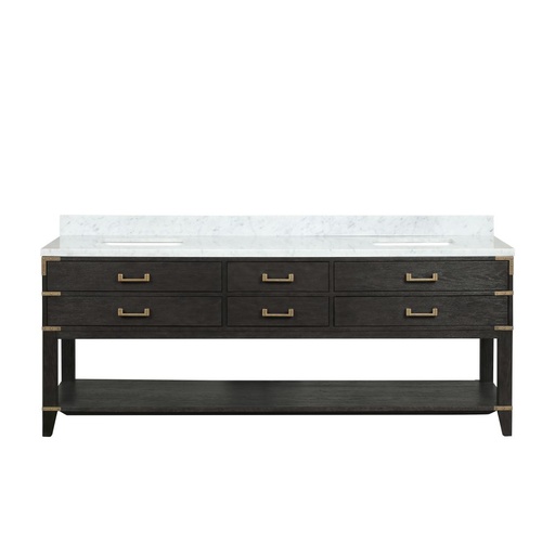 [LVN84DJ100] Norwalk 84 in W x 22 in. D Black Oak Double Bath Vanity and Carrara Marble Top