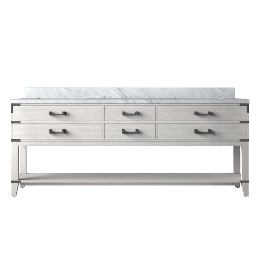 [LVN84DM100] Norwalk 84 in W x 22 in. D White Oak Double Bath Vanity and Carrara Marble Top