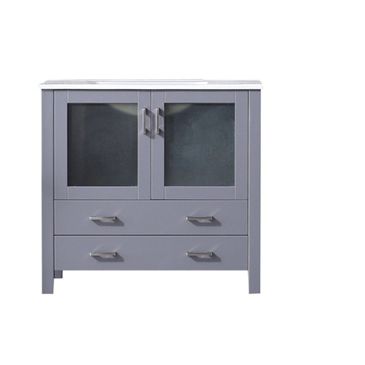 [LV341836SBES000] Volez 36 in W x 18.25 in. D Dark Grey Bath Vanity and White Ceramic Top
