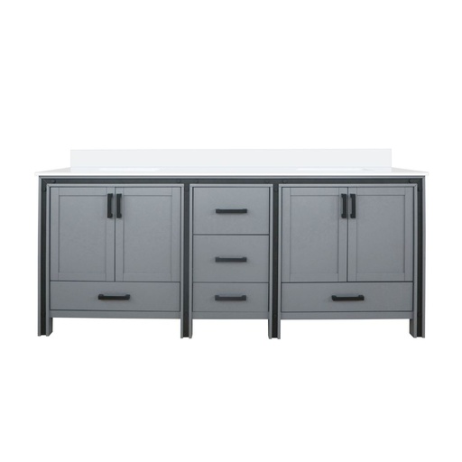 [LVZV80DB200] Ziva 80 in W x 22 in. D Dark Grey Double Bath Vanity and White Quartz Top