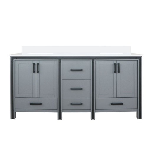[LVZV72DB300] Ziva 72 in W x 22 in. D Dark Grey Double Bath Vanity and Cultured Marble Top