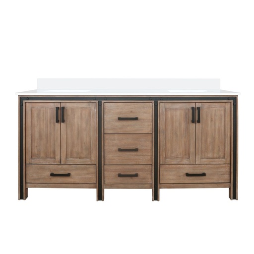 [LVZV72DN300] Ziva 72 in W x 22 in. D Rustic Barnwood Double Bath Vanity and Cultured Marble Top