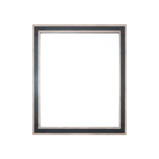 [LZV2832RBWM] Ziva 28 in W x 32 in H Rustic Barnwood Mirror with Black Metal Inlay