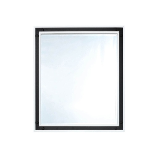 [LZV3032WHM] Ziva 30 in W x 32 in H White Mirror with Black Metal Inlay
