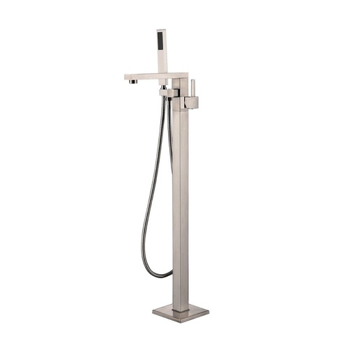 [LDF02011FSBNL] Mare Single Handle Freestanding Floor Mount Tub Faucet Bathtub Filler with Hand Shower in Brushed Nickel
