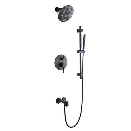 [LSS13011MB] Luviah 1-Spray Tub and Shower Faucet Combo with Round Showerhead and Handheld Shower Wand in Matte Black