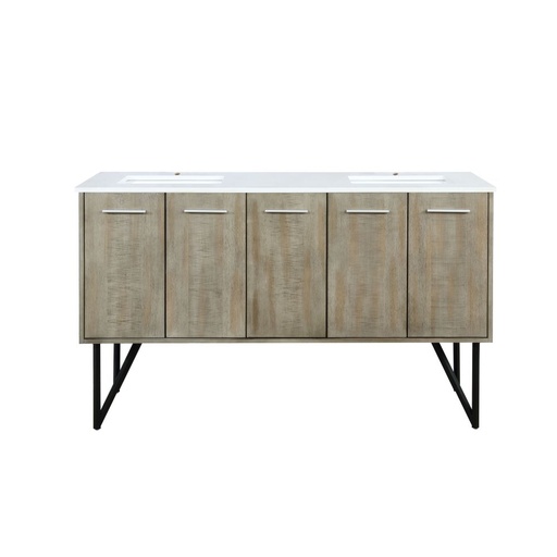 [LVLY60DRA300] Lancy 60 in W x 20 in. D Rustic Acacia Double Bath Vanity and Cultured Marble Top